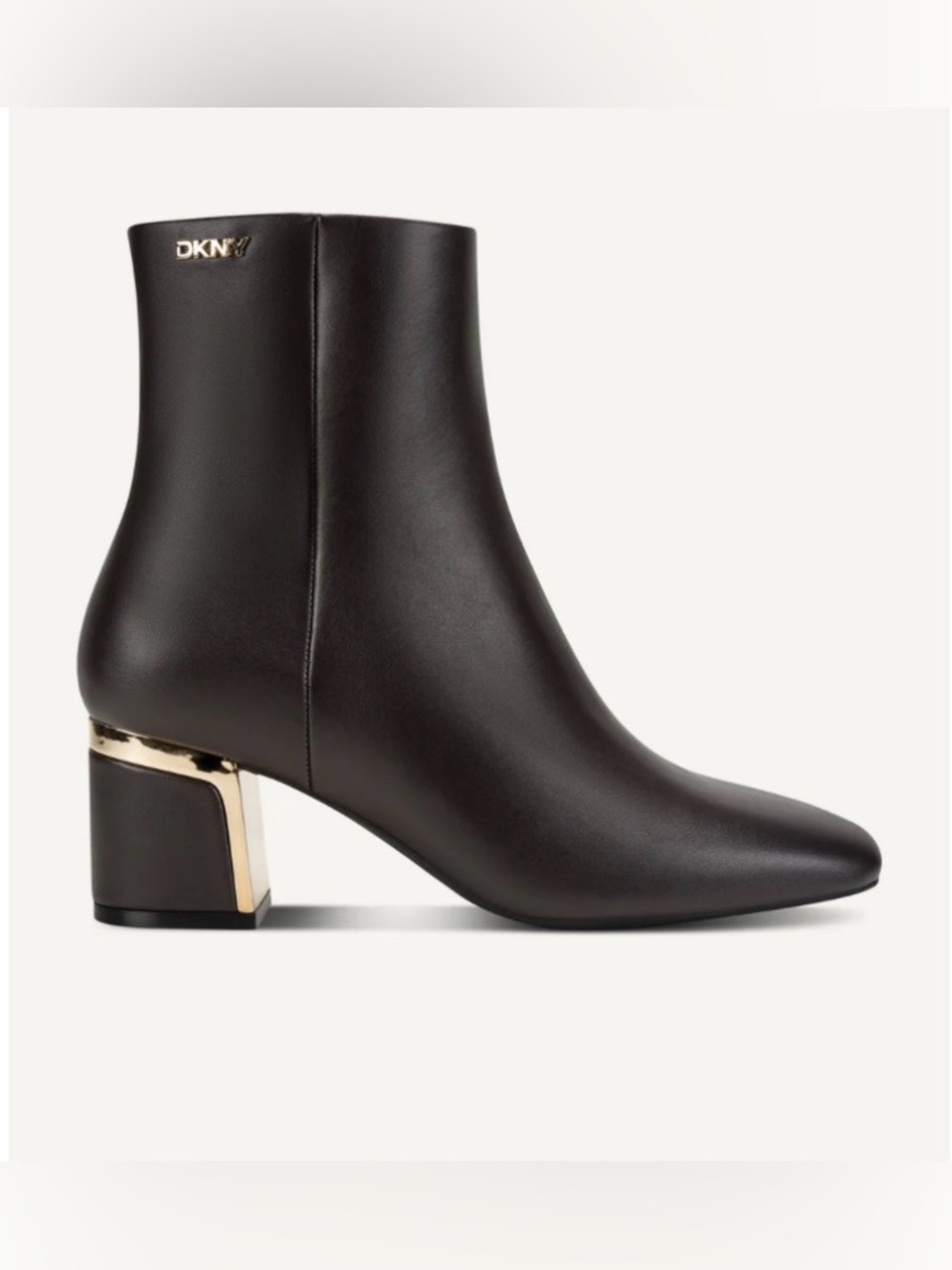 DKNY Celisha Heeled Bootie Black Leather-Look Ankle Boots Women’s 5 Brand New